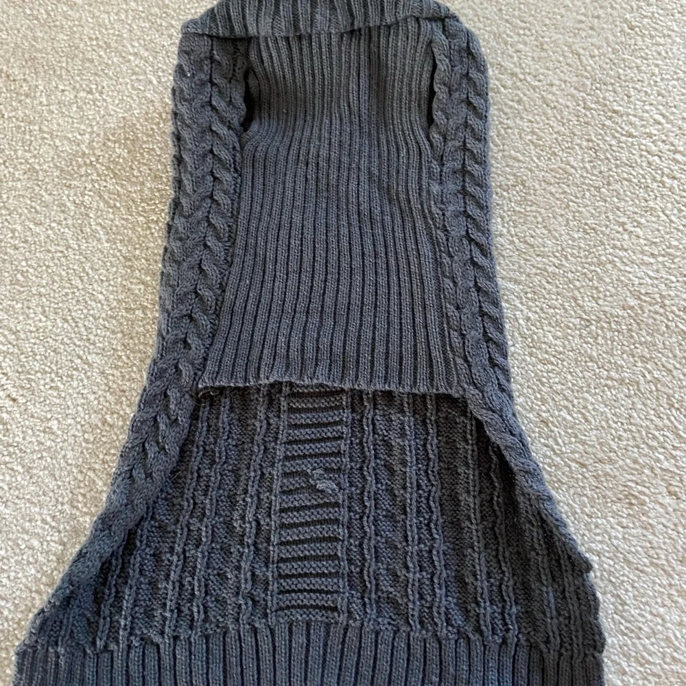 Gray Cable Knit Dog Sweater with Buttons
